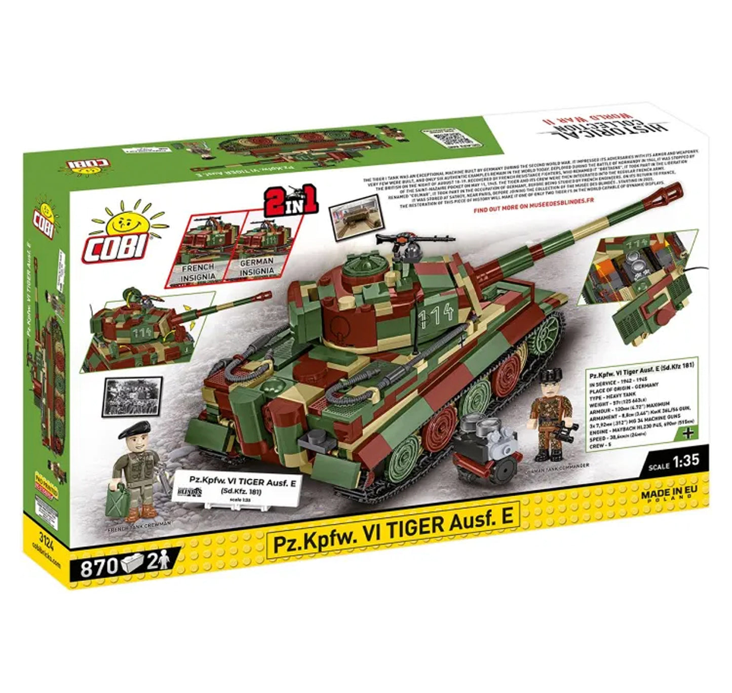 COBI 3124 Pz.Kpfw. VI Tiger Ausf.E 1:35 Brick Model 870pcs