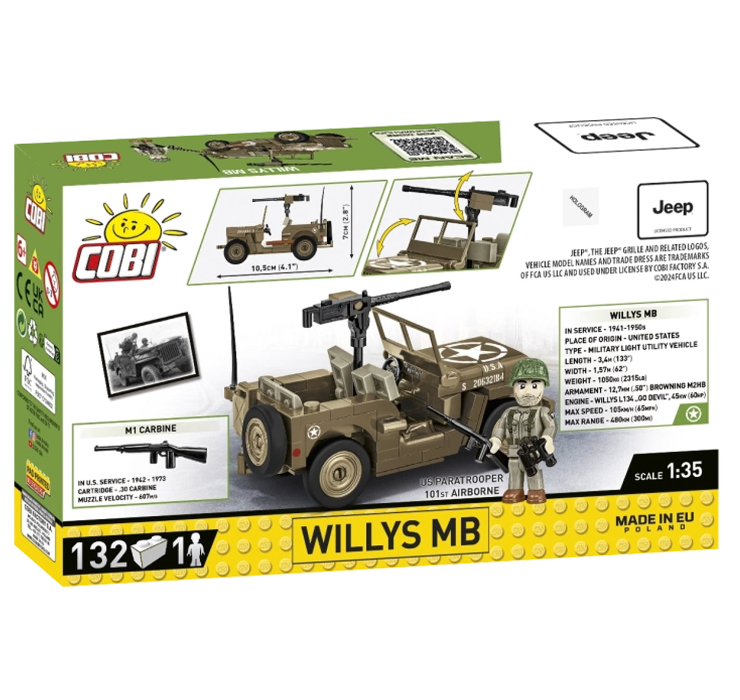 COBI 3133 Willys MB Jeep HC:WWII 1:35 Brick Model 132pcs