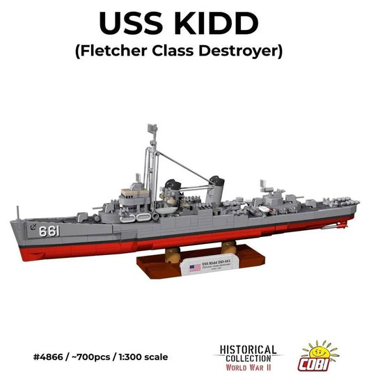 COBI 4866 USS Kidd Fletcher Class Destroyer 1:300 Brick Model 700pcs