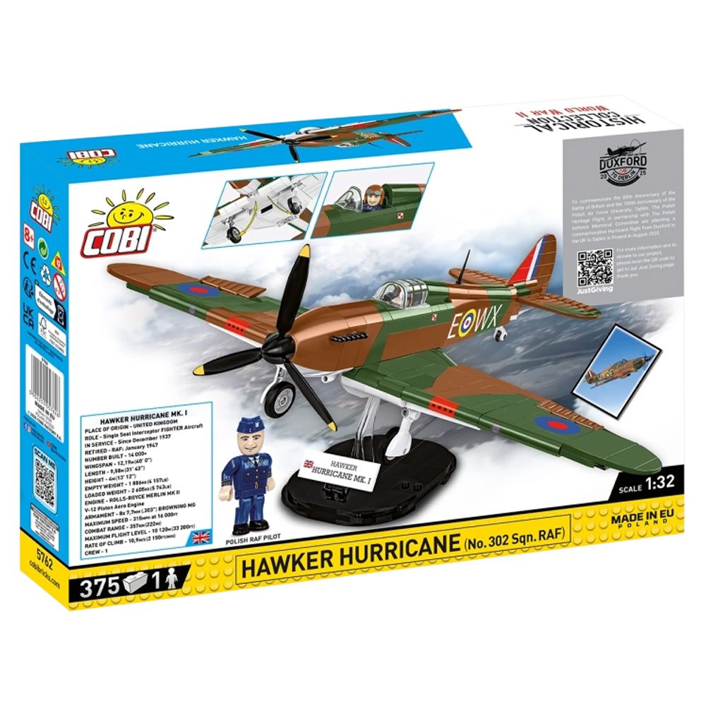 COBI 5762 Hawker Hurricane No.302 Sqn. RAF HC:WWII 1:32 Brick Model 375pcs