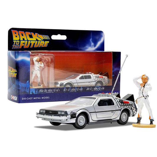 Corgi CC05503 Back to the Future DeLorean and Doc Brown Figure 1:36 Diecast Model