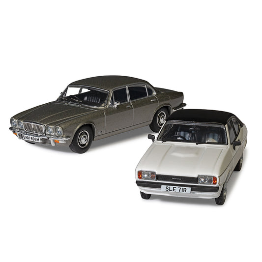 Corgi CC91992 Ford Capri Mk2 2.0S Diamond White Jaguar XJ6 S2 Silver 1:43 Model