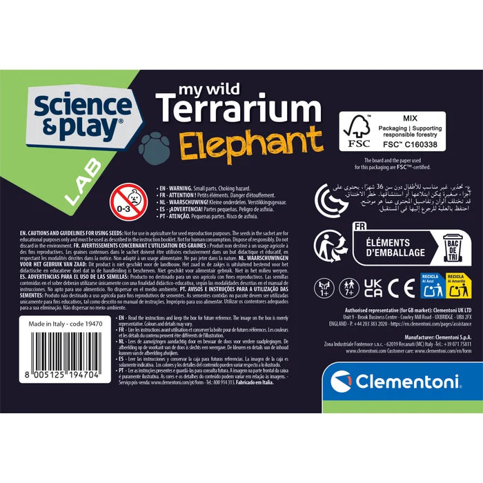 Clementoni Science & Play Lab: My Wild Terrarium - Elephant STEM Toy Age 7+
