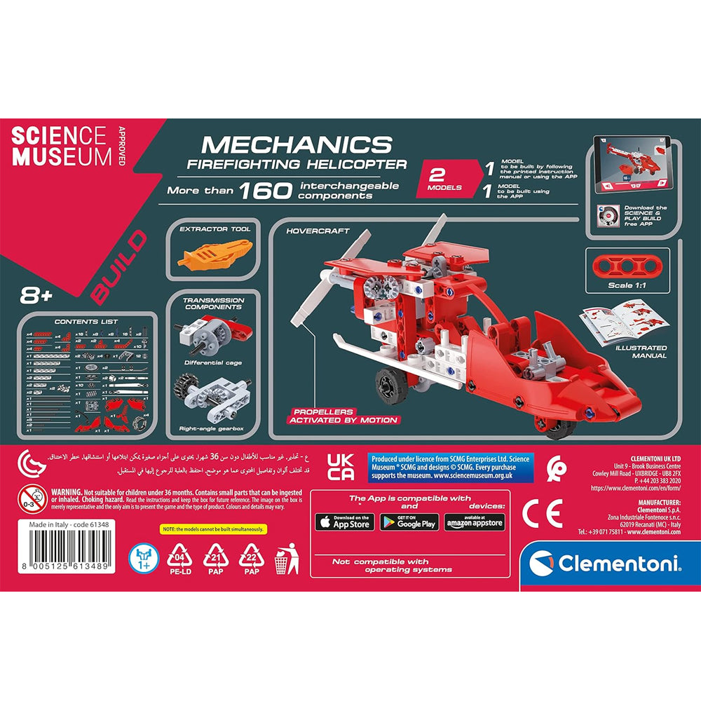 Clementoni Science Museum Mechanics - Firefighting Helicopter STEM Toy Age 8+