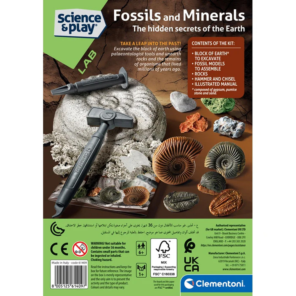 Clementoni Science & Play Lab: Fossils & Minerals STEM Set Age 6+