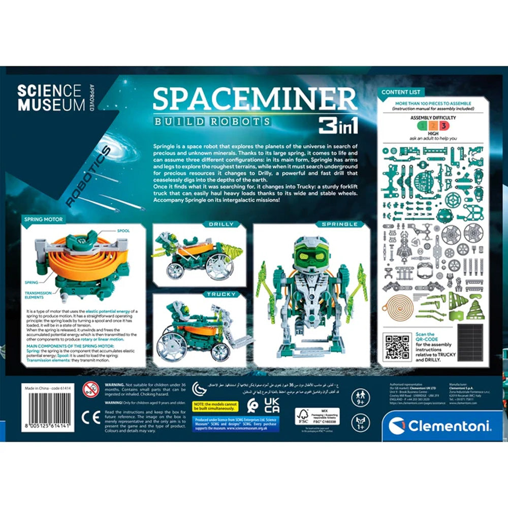 Clementoni Science Museum Robotics: Space Miner 3-in-1 Robots STEM Toy Age 9+
