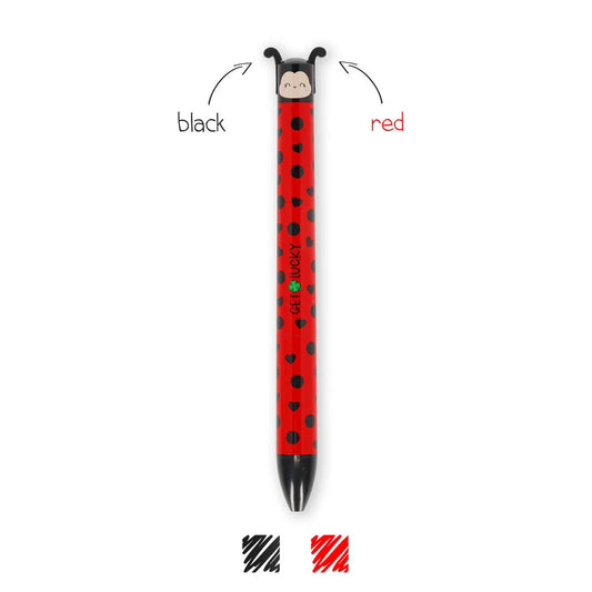 Legami Click&Clack - Ladybug/Ladybird - Two-Colour Ballpoint Pen