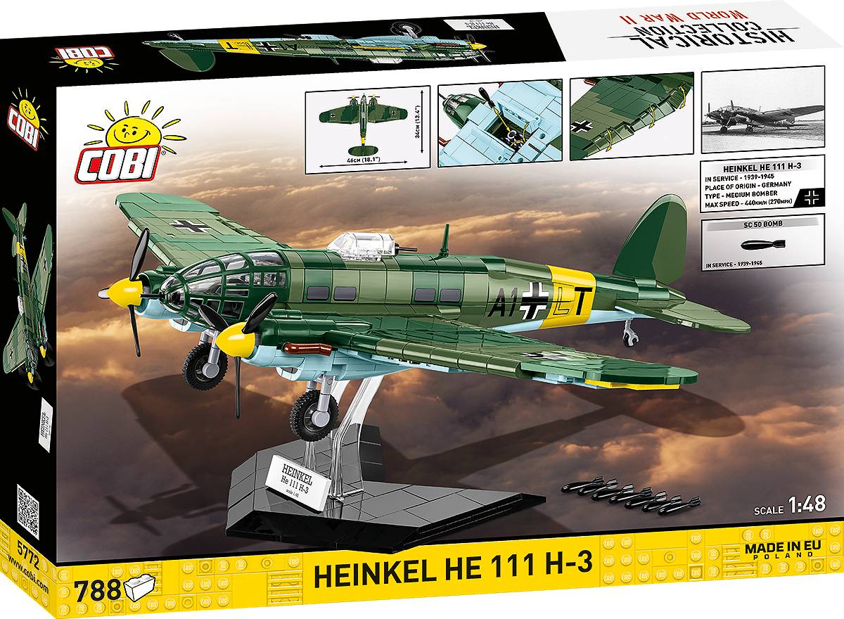 COBI 5772 Heinkel He 111 H-3 HC WWII 1:48 Brick Model Plane Kit 788pcs