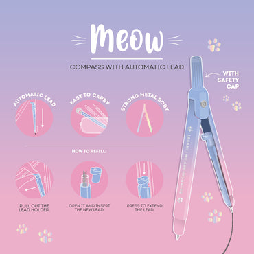 Legami Meow Compass with Automatic Lead - Kitty - 2B Lead