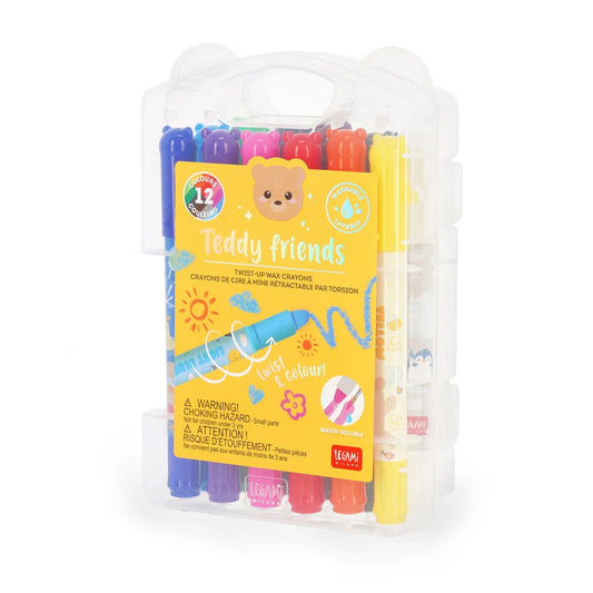 Legami Teddy Friends Twist-Up Wax Crayons 12-Pack