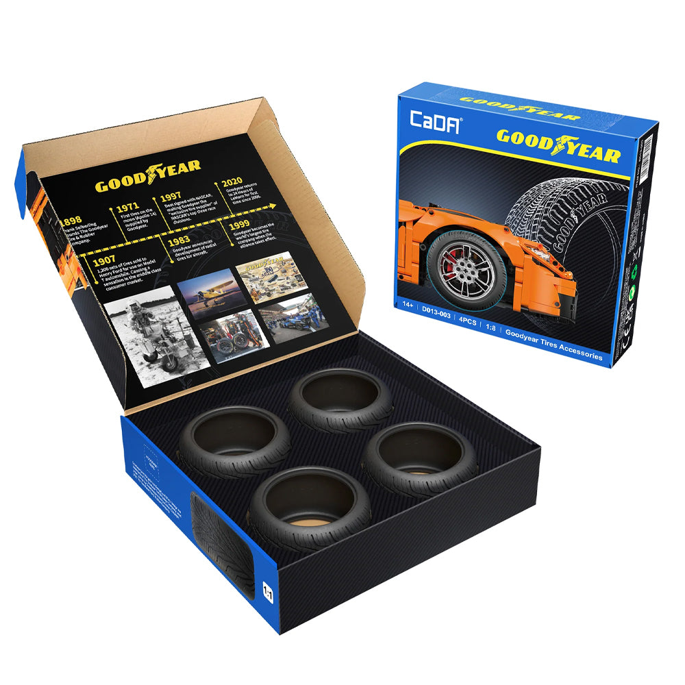 CaDA Goodyear 1:8 Brick Model Tyres - Officially Licensed - Ideal for LEGO