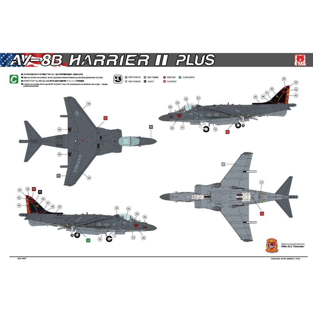 UMa Model D1001 AV-8B Harrier II Plus 1:48 Model Kit