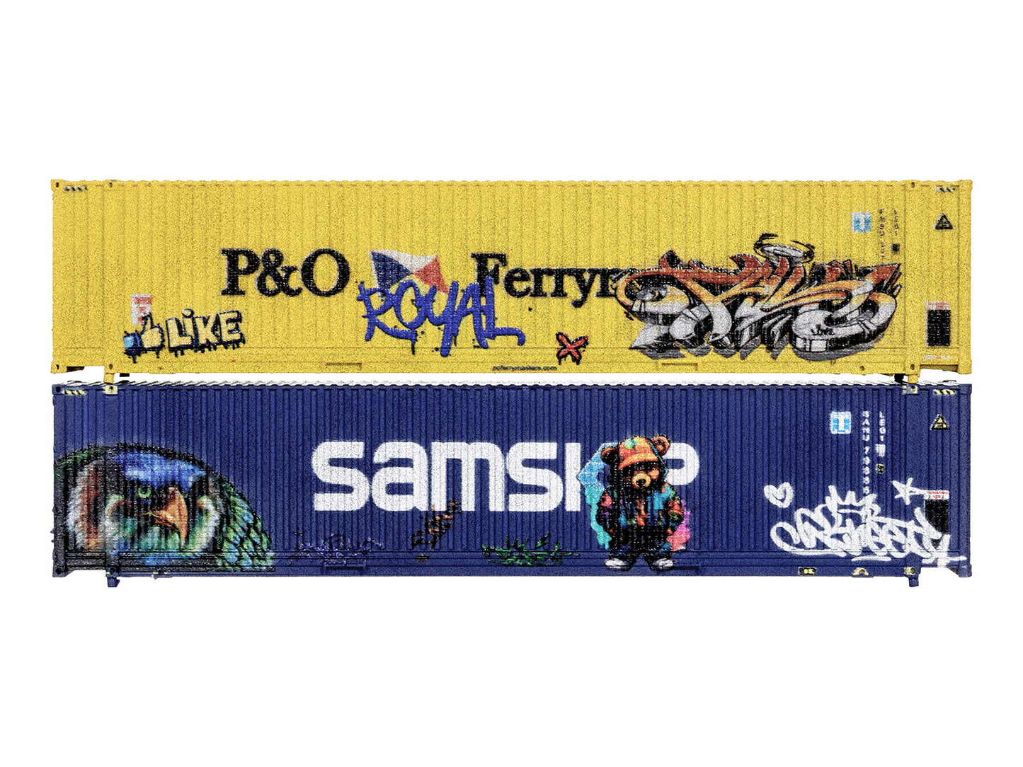 Dapol 20ft Container Set (4) P&O/Samskip Graffiti N Gauge 2F-028-216