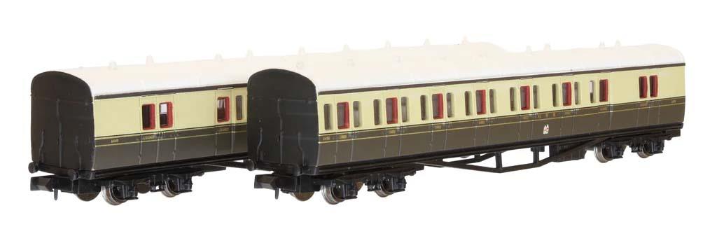 Dapol 2P-003-013 B Set Coach Pack GWR Twin Cities Choc/Cream 6449/6450 N Gauge