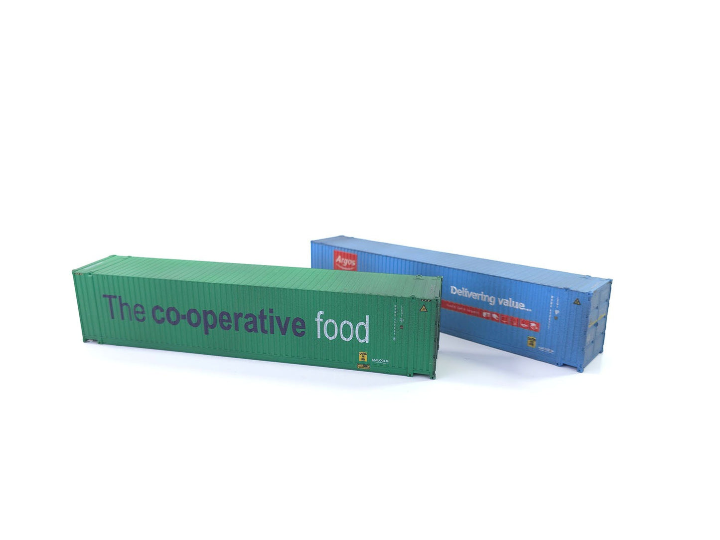Dapol 45ft Hi-Cube Container Pack (2) Argos/Co-op Weathered DA4F-028-111 OO Gauge
