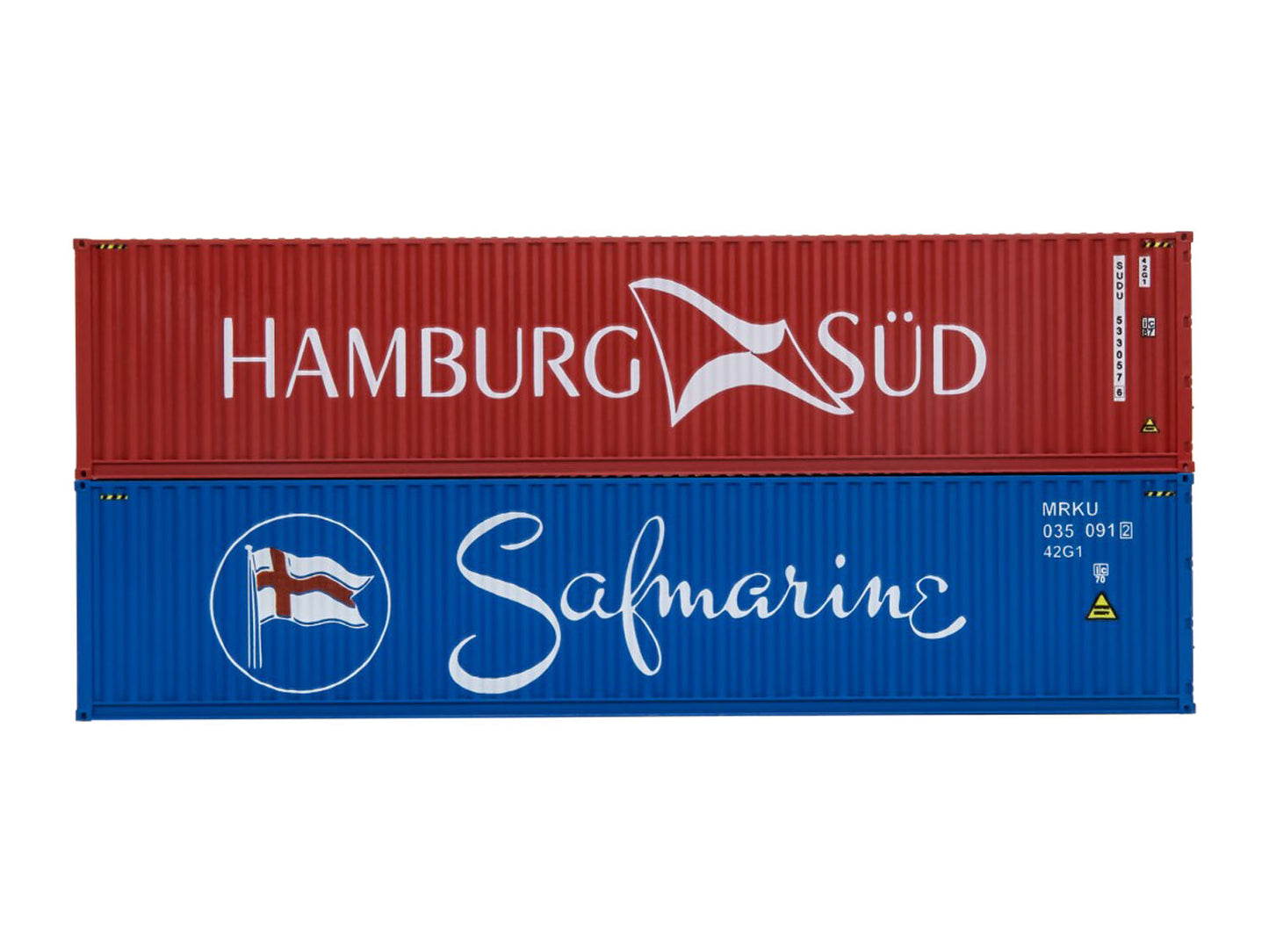 Dapol 40ft Container Set (2) Hamburg/Safmarine Weathered OO Gauge 4F-028-175