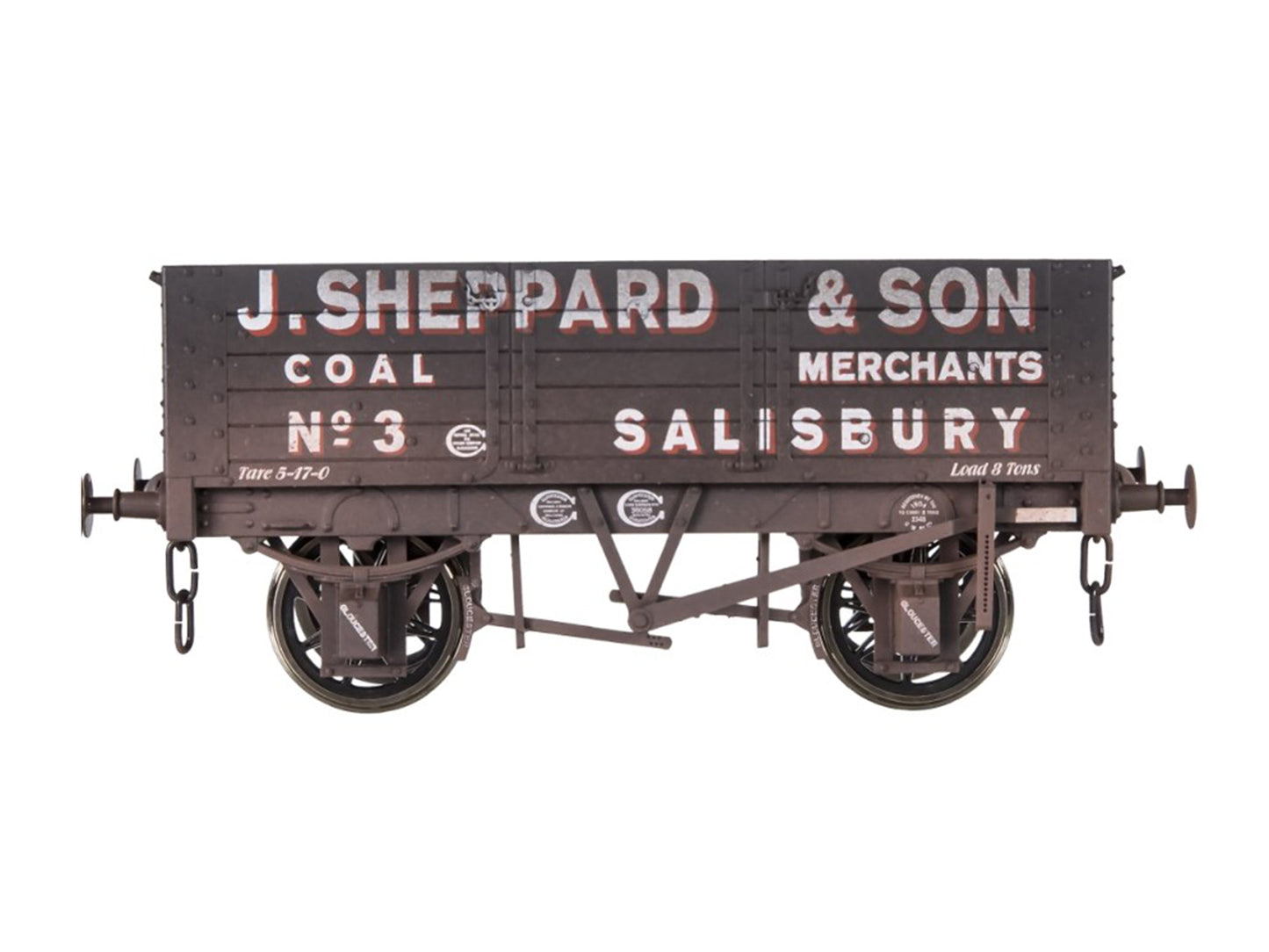 Dapol 5 Plank Wagon 9' Wheelbase J Sheppard No.3 Weathered O Gauge DA7F-052-010W