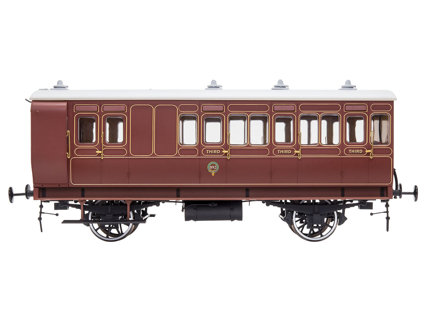 Dapol Stroudley 4whl Brake 3rd Lined Brown 891 Lit DA7P-020-580L O Gauge