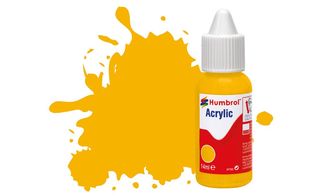Humbrol No.154 Insignia Yellow - Matt Acrylic Paint 14ml DB0154