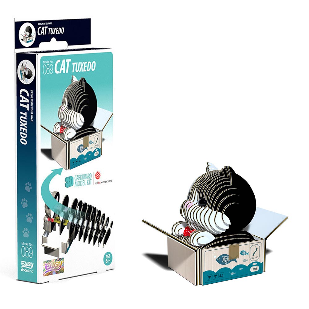 EUGY Cat Tuxedo No.89 3D Model Craft Kit