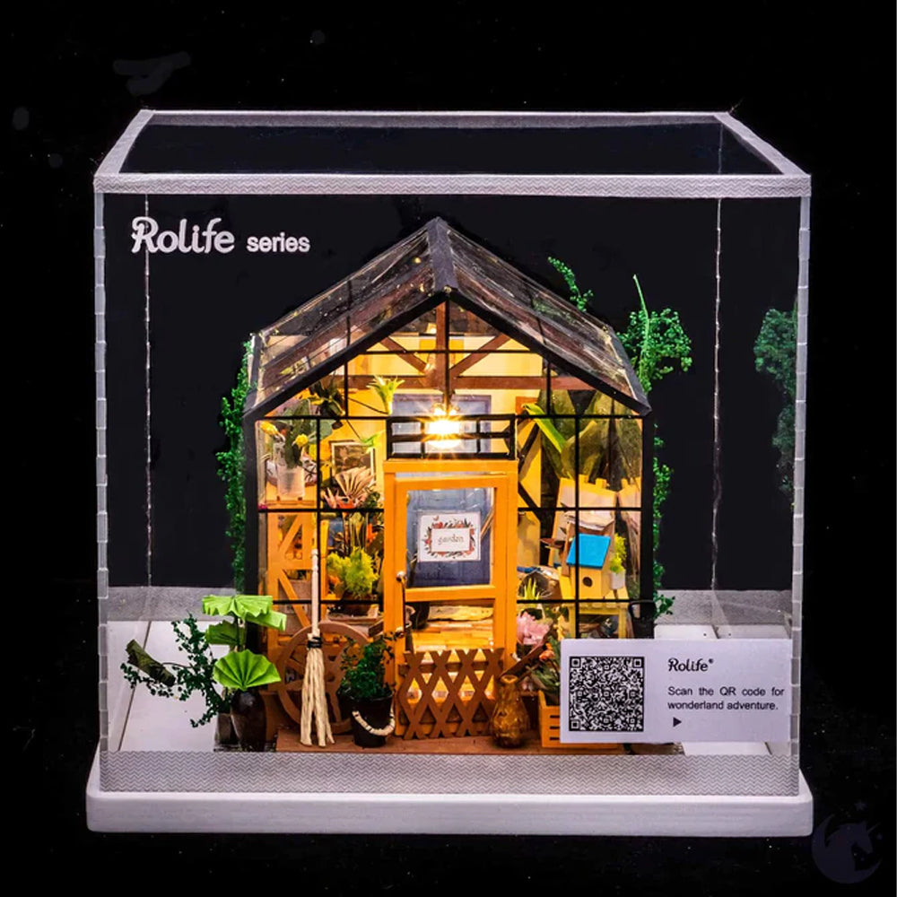 ROBOTIME Rolife Miniature Dolls House Flower House Display Case Dust Cover DF01M