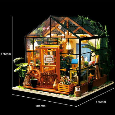 ROBOTIME Rolife Cathy's Flower House Greenhouse 1:24 DIY Miniature Dollhouse DG104