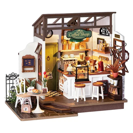 ROBOTIME Rolife Flavory Café Coffee Shop DIY Miniature Dollhouse DG162