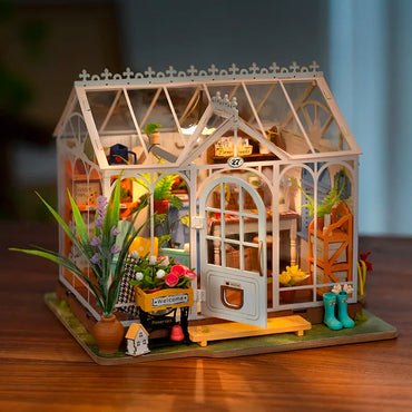 ROBOTIME Rolife Flower House Greenhouse DIY Miniature Dollhouse Kit DG163