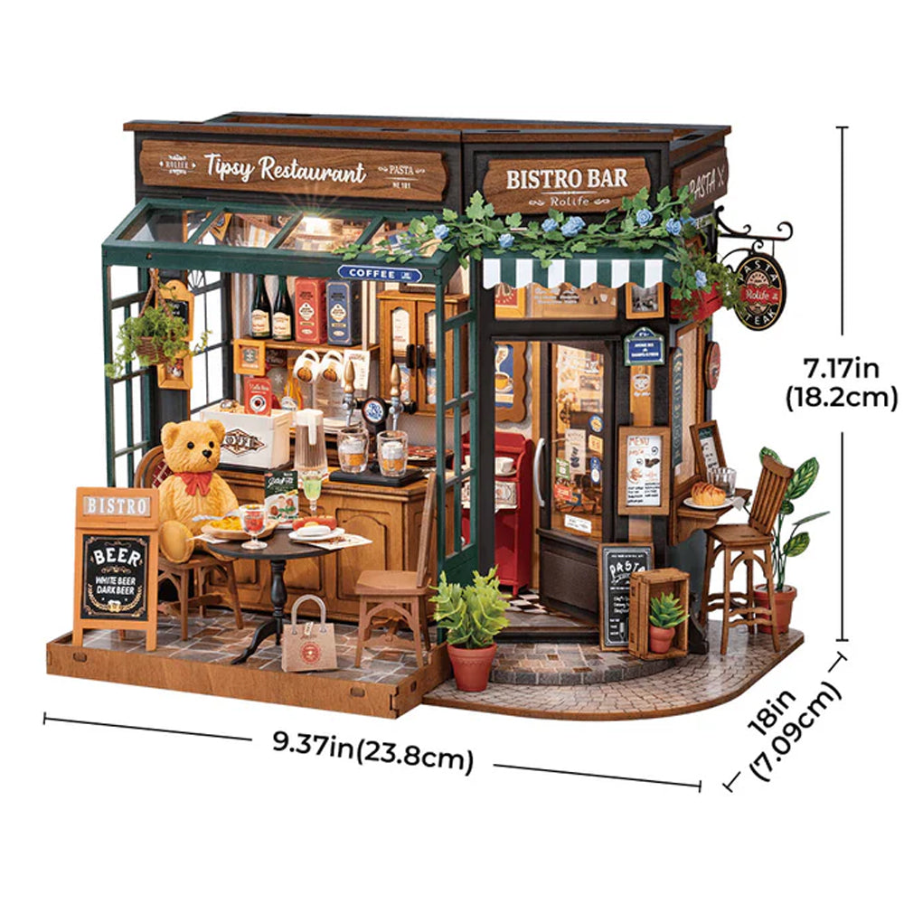 Rolife Tipsy Restaurant DIY Miniature Dollhouse Model Kit DG167