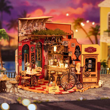 ROBOTIME Rolife Cheers Bar & Dining Restaurant DIY Miniature Dollhouse Kit DG173