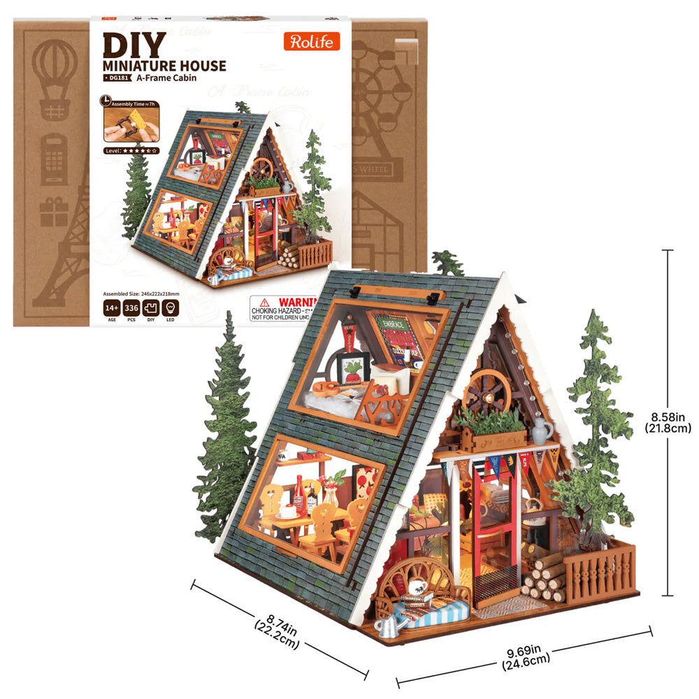 Rolife A-Frame Cabin DIY Miniature House Wooden Model Kit DG181