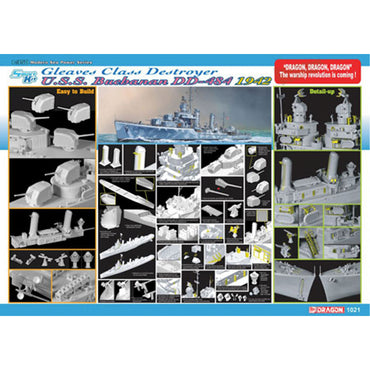 Dragon 1021 USS Buchanan DD-484 Gleaves Class Destroyer 1942 1:350 Model Kit