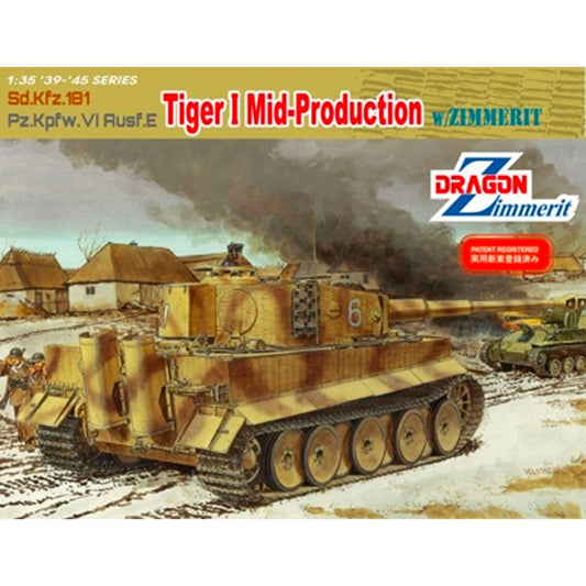 Dragon 6700 Tiger I Mid-Produciton  w/Zimmerit 1:35 Model Kit