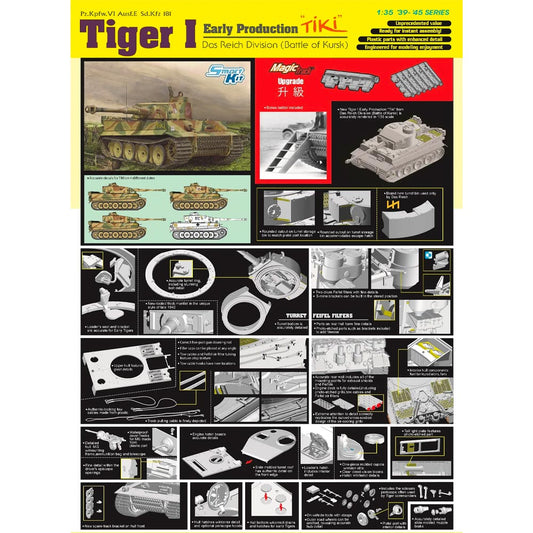 Dragon 6885 Tiger I Early Production Tiki Kharkov 1:35 Tank Plastic Model Kit