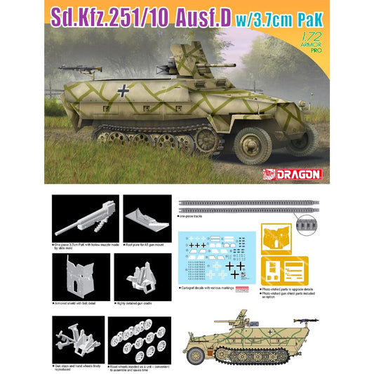 Dragon 7280 Sd.Kfz.251/10 with 3.7cm PAK 1:72 Plastic Model Kit