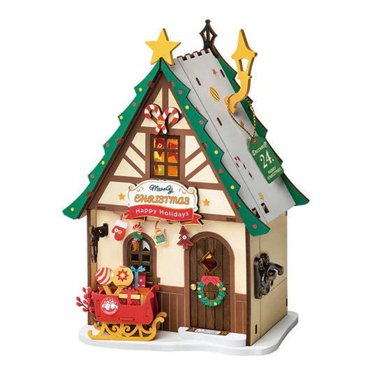 ROBOTIME Rolife Twinkling Christmas House DIY Miniature Dollhouse DS036