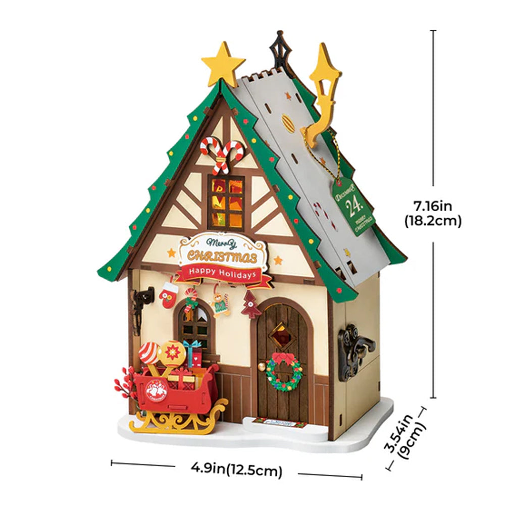 ROBOTIME Rolife Twinkling Christmas House DIY Miniature Dollhouse DS036