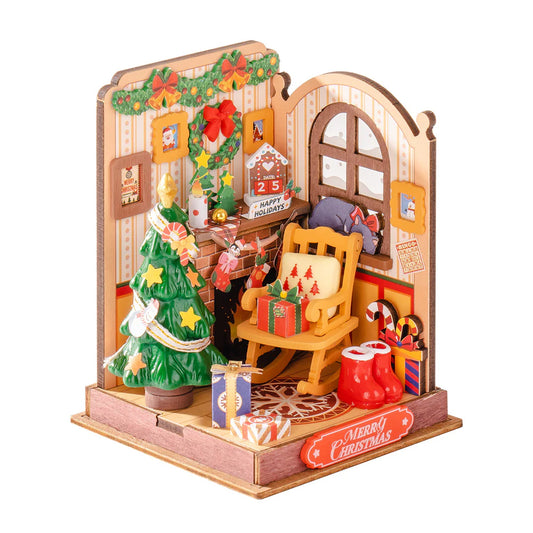 ROBOTIME Rolife Merry Christmas Living Room Fireplace Miniature Dollhouse DS041