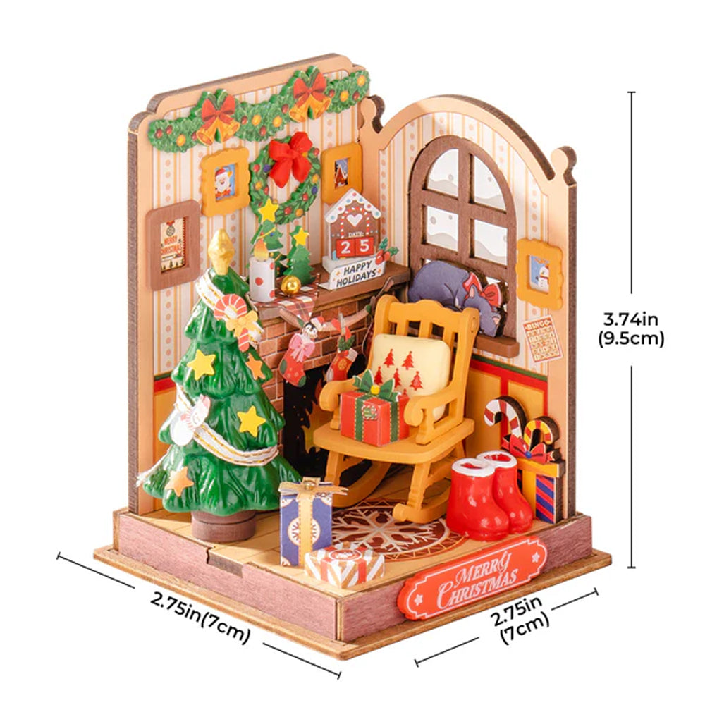 ROBOTIME Rolife Merry Christmas Living Room Fireplace Miniature Dollhouse DS041
