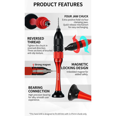 DSPIAE Precision Aluminum Alloy Hand Drill & Tungsten Bit Set AT-SHD