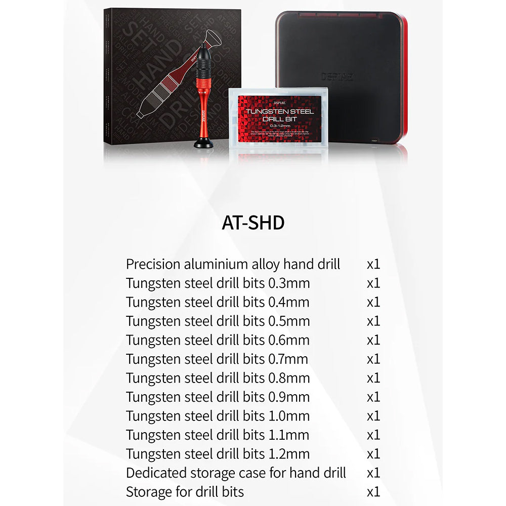 DSPIAE Precision Aluminum Alloy Hand Drill & Tungsten Bit Set AT-SHD