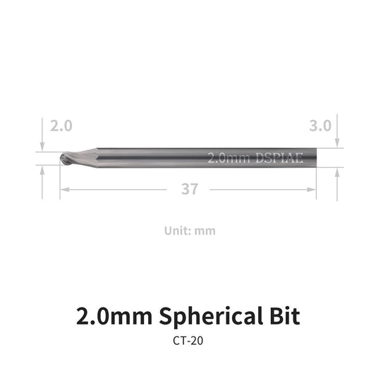 DSPIAE 2mm Spherical Burr Bit for AT-CT Chamfering Tool CT-20