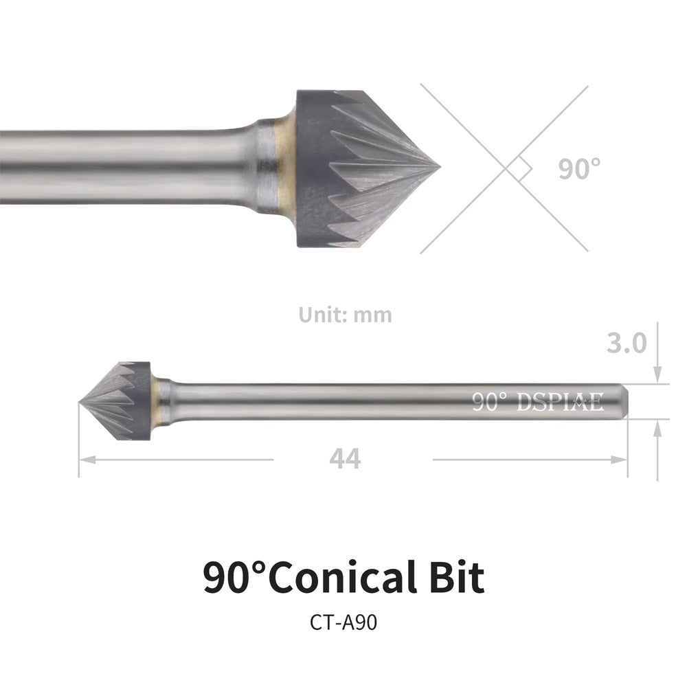 DSPIAE 90° Cone Shaped Burr for AT-CT Chamfering Tool CT-A90