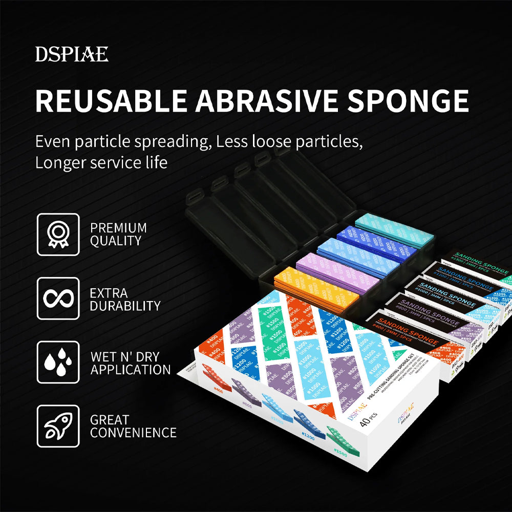DSPIAE Reusable Sanding Sponge Set #400-#1500 Grit DS3-S01