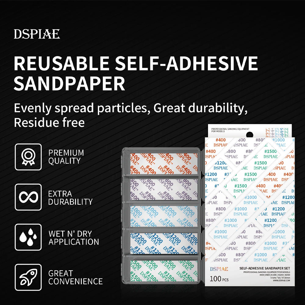 DSPIAE #1500 Reusable Pre-Cut Adhesive Sandpaper (10pcs) DSP-1500