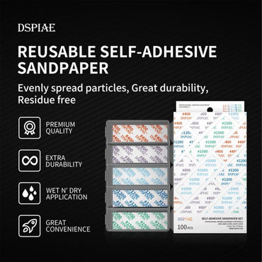 DSPIAE Reusable Self-Adhesive Sandpaper Set #400-#1500 Grit DSP-S01