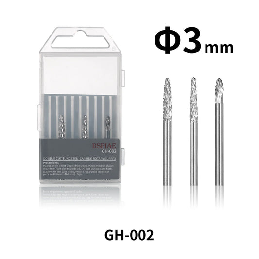 DSPIAE Double Cut Tungsten Carbide Rotary Burr Bits 3mm for ES-P Tool GH-002