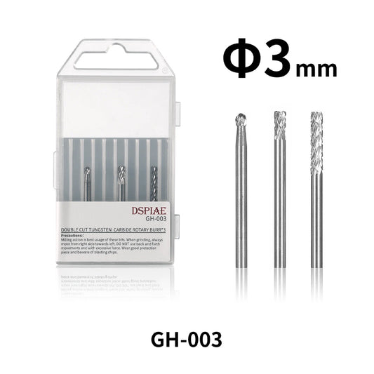 DSPIAE Double Cut Tungsten Carbide Rotary Burr Bits 3mm for ES-P Tool GH-003