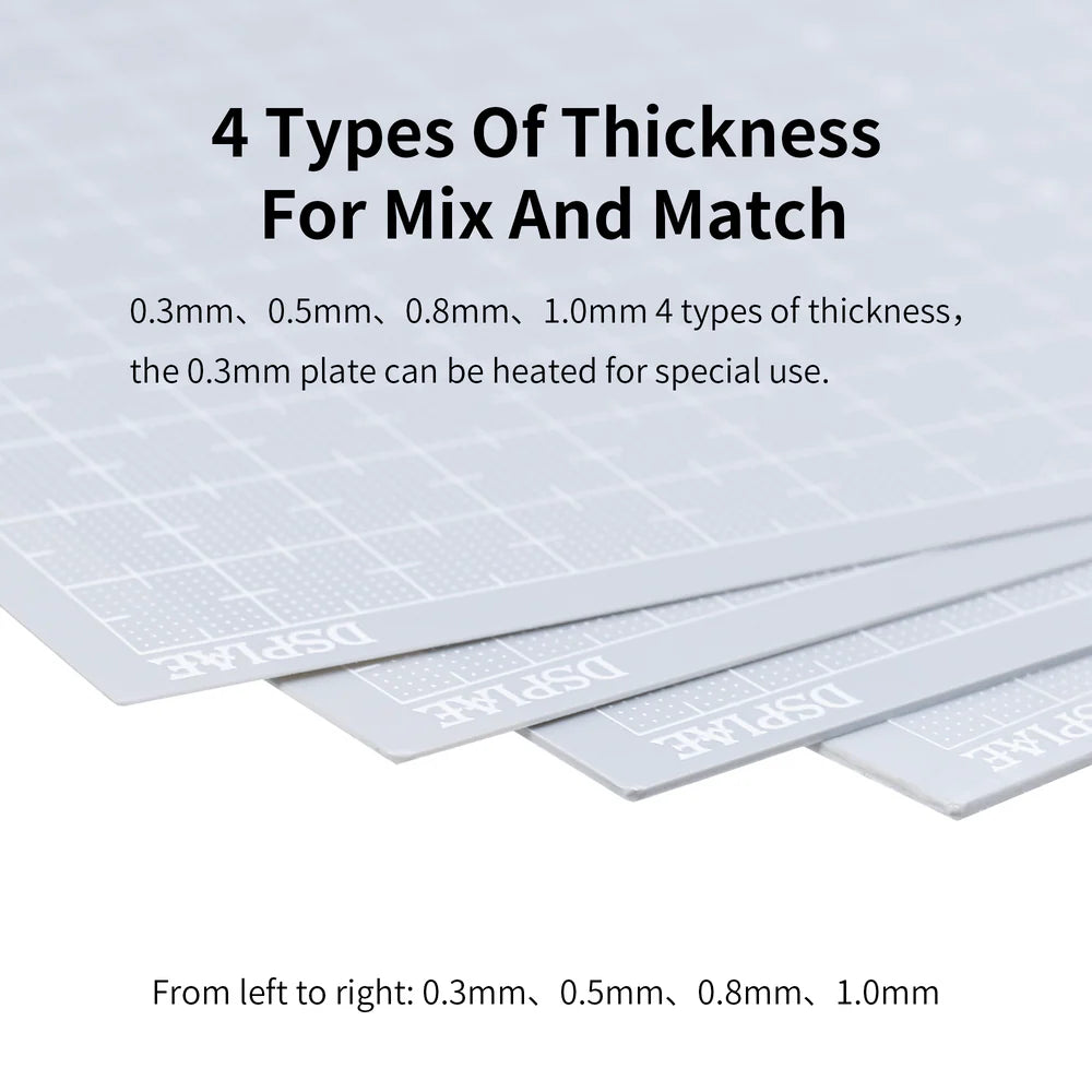DSPIAE 0.8mm Plastic Card for Modelling 19cm x 25cm Sheet 3pcs PC-08GY