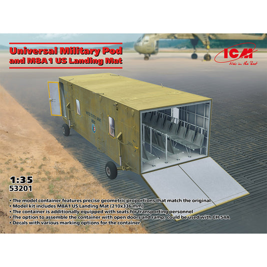 ICM 53201 Universal Military Pod w/M8A1 US Landing Mat 1:35 Model Kit